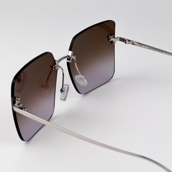 Fendi FIRST Sunglasses – Palladium Square Rimless Gradient Brown FE4082US 16Z - Picture 7 of 11